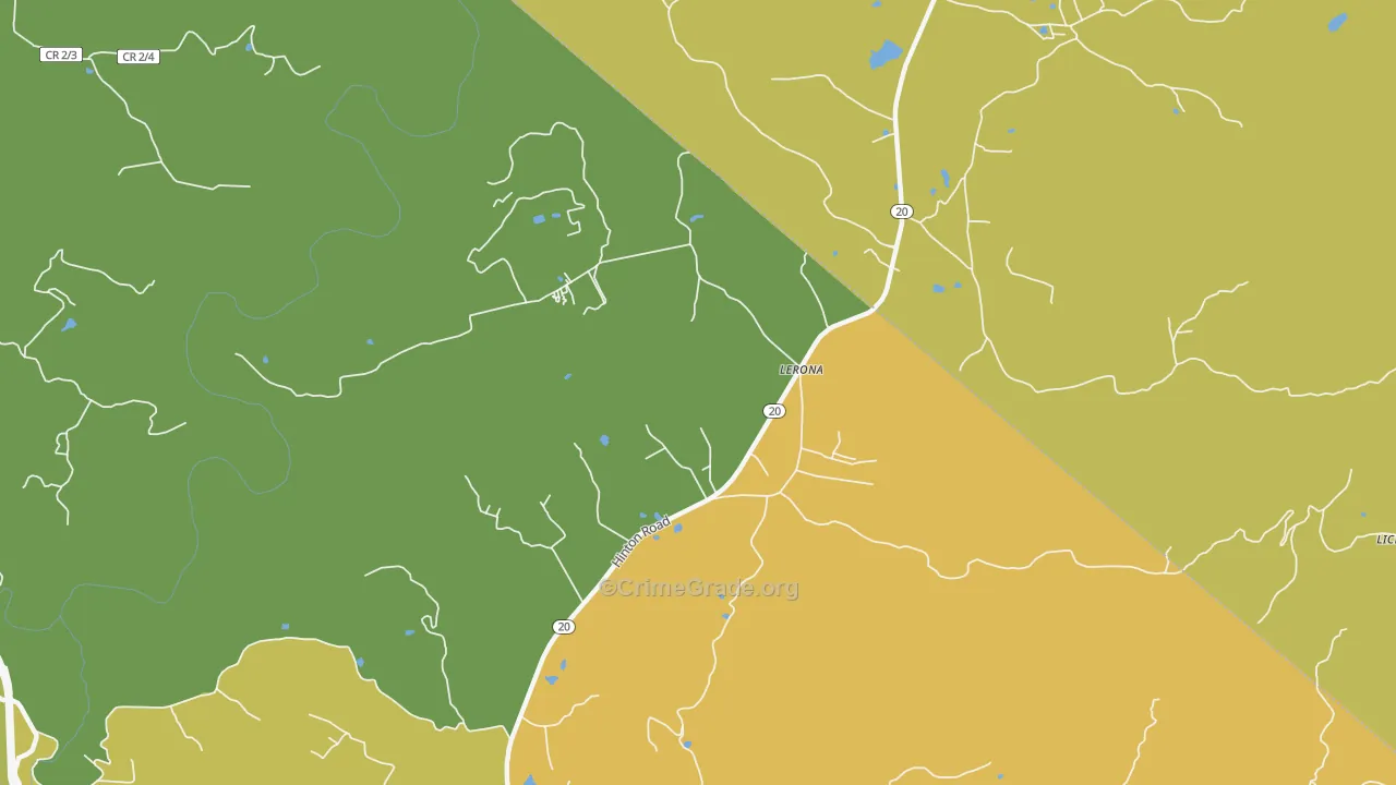 Lerona, WV Map of Drug-Related Crime Rates
