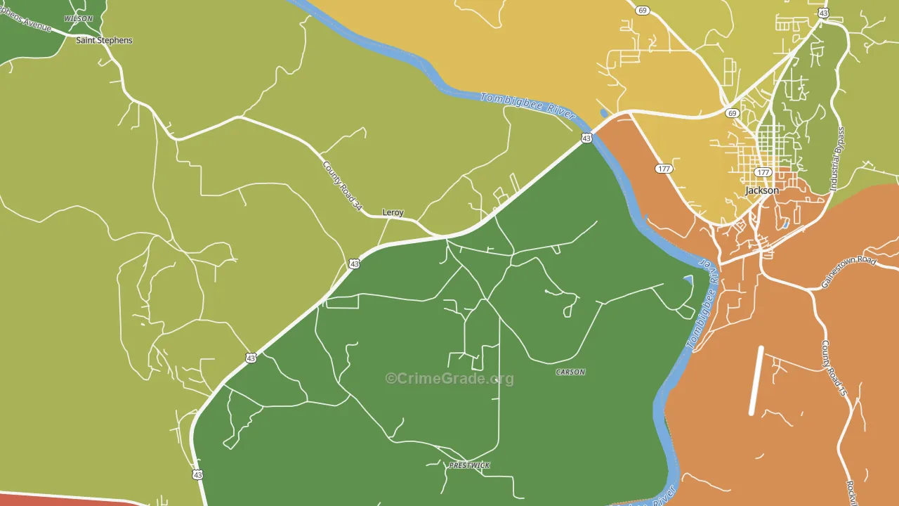 Leroy, AL Map of Drug-Related Crime Rates