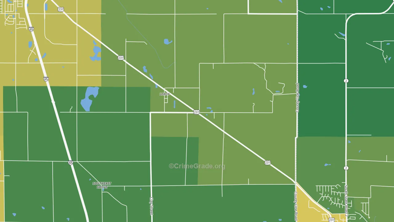 Leroy, IN Map of Drug-Related Crime Rates