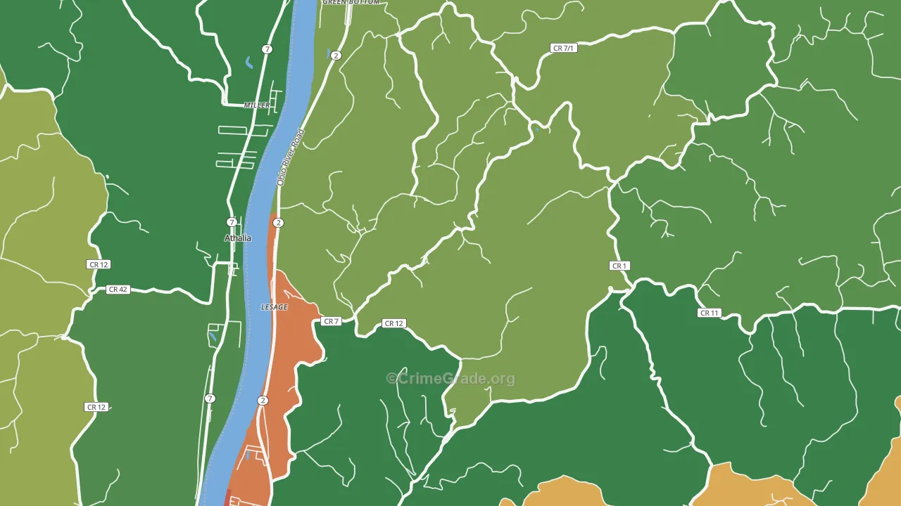 Lesage, WV Map of Drug-Related Crime Rates