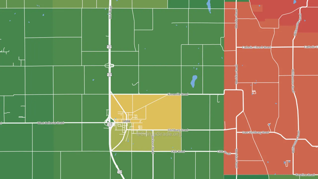 Leslie, MI Map of Drug-Related Crime Rates