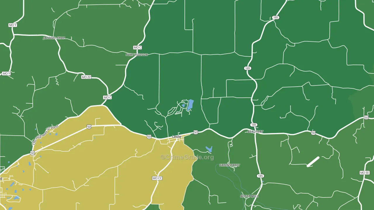 Leslie, MO Map of Drug-Related Crime Rates