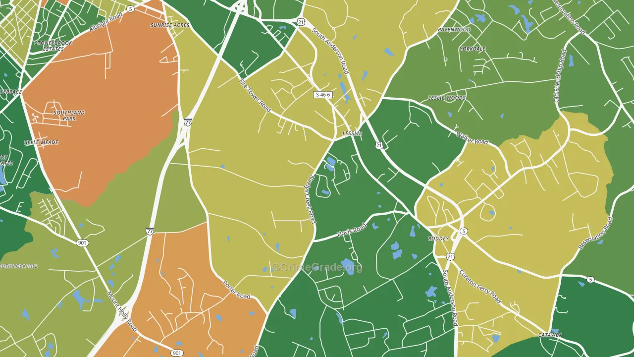 Lesslie, SC Map of Drug-Related Crime Rates