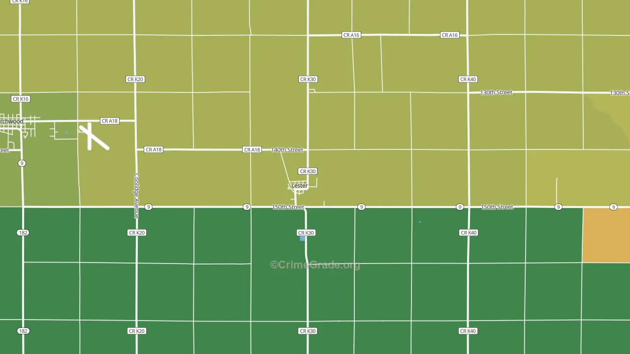 Lester, IA Map of Drug-Related Crime Rates