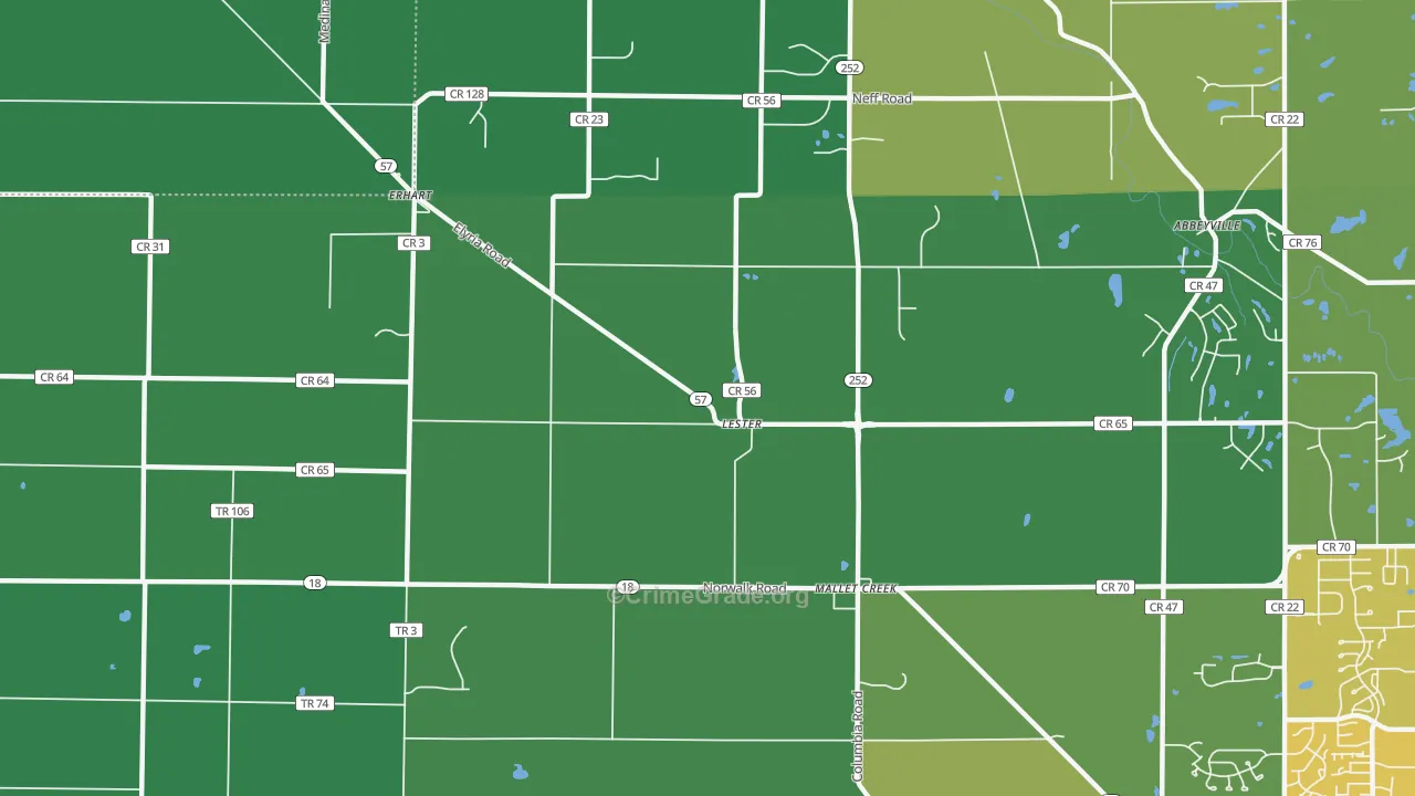 Lester, OH Map of Drug-Related Crime Rates