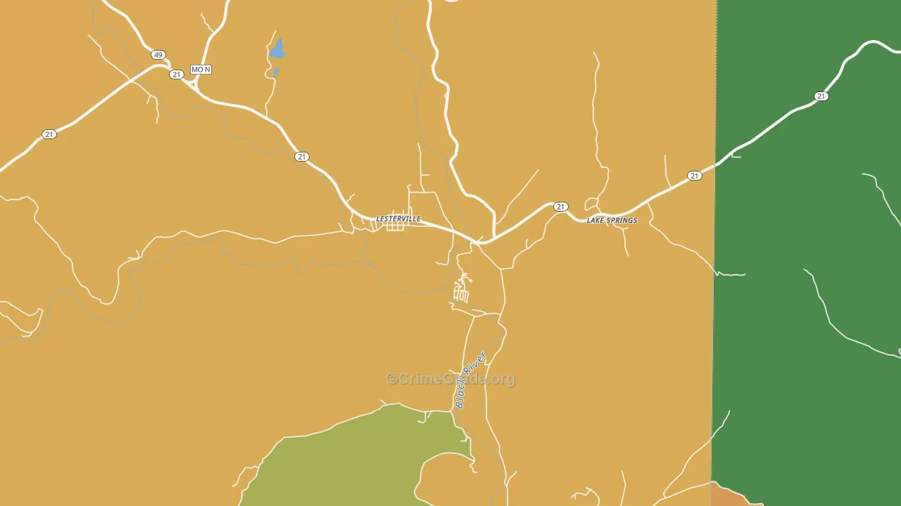 Lesterville, MO Map of Drug-Related Crime Rates