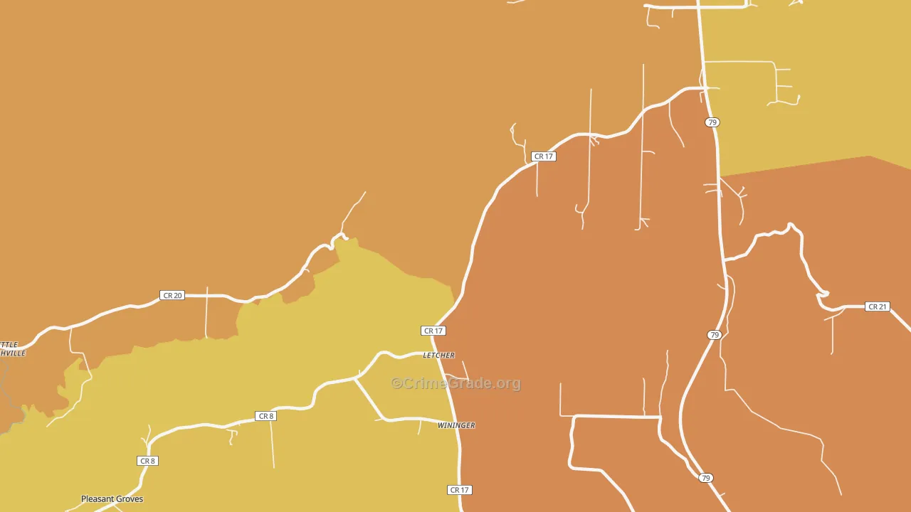 Letcher, AL Map of Drug-Related Crime Rates
