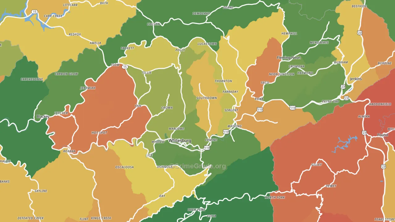 Letcher County, KY Map of Drug-Related Crime Rates