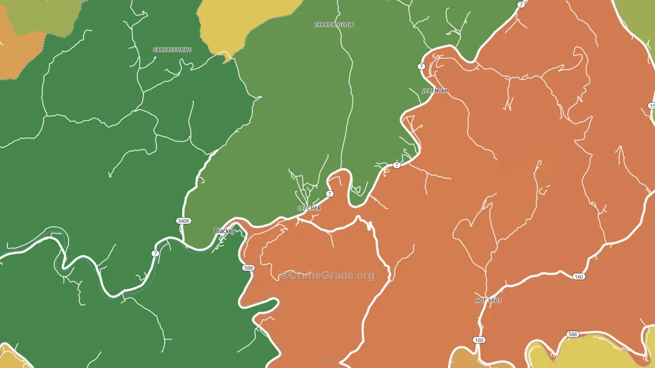 Letcher, KY Map of Drug-Related Crime Rates