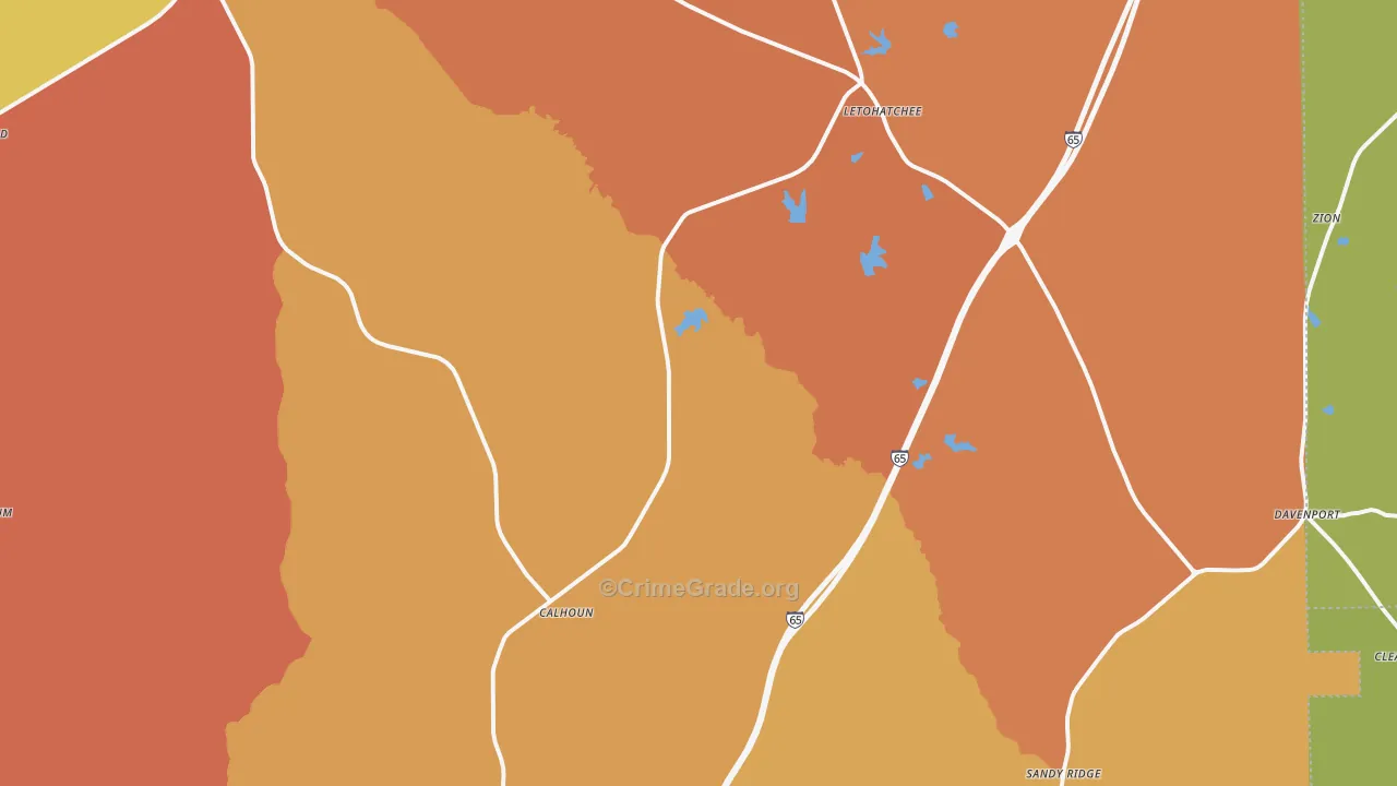Letohatchee, AL Map of Drug-Related Crime Rates