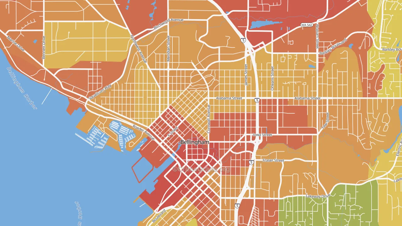 Lettered Streets, Bellingham, WA Map of Drug-Related Crime Rates