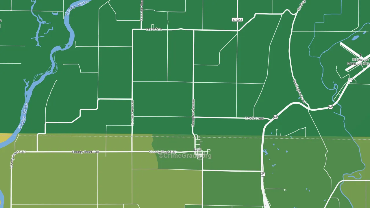 Letts, IA Map of Drug-Related Crime Rates