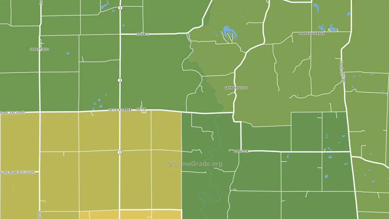 Letts, IN Map of Drug-Related Crime Rates
