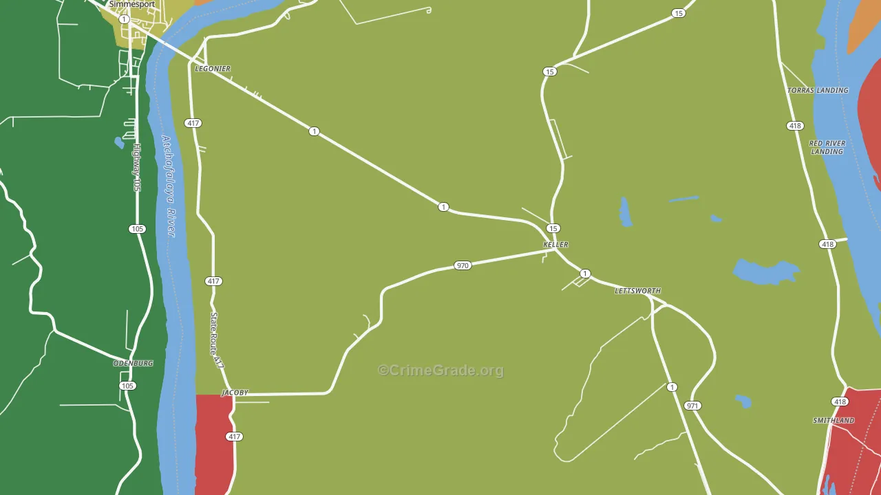 Lettsworth, LA Map of Drug-Related Crime Rates