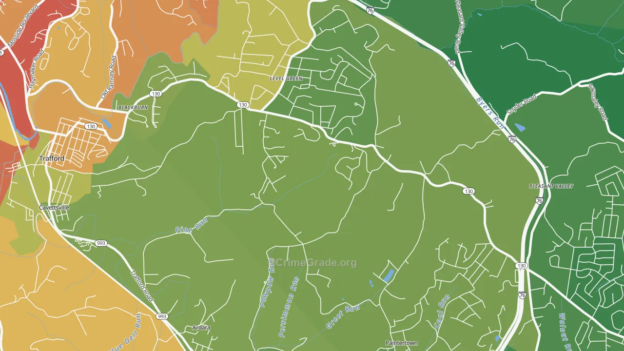 Level Green, PA Map of Drug-Related Crime Rates