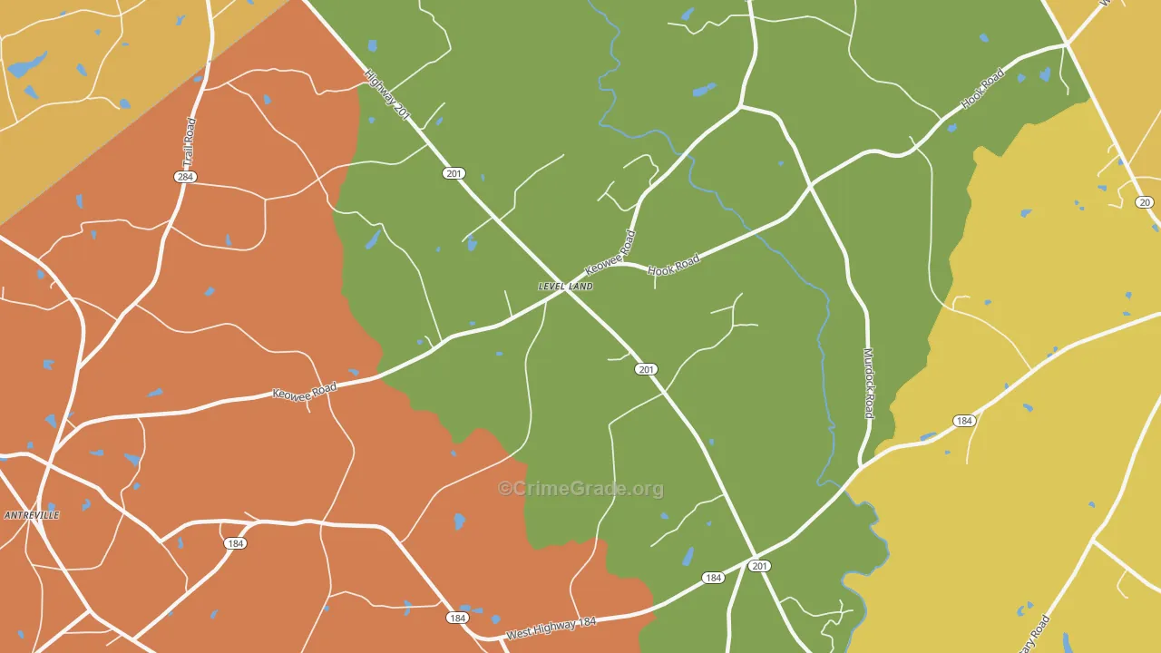 Level Land, SC Map of Drug-Related Crime Rates