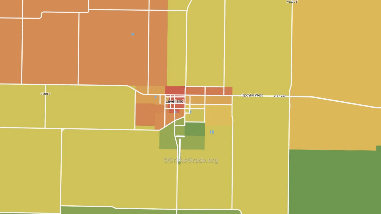 Levelland, TX Map of Drug-Related Crime Rates