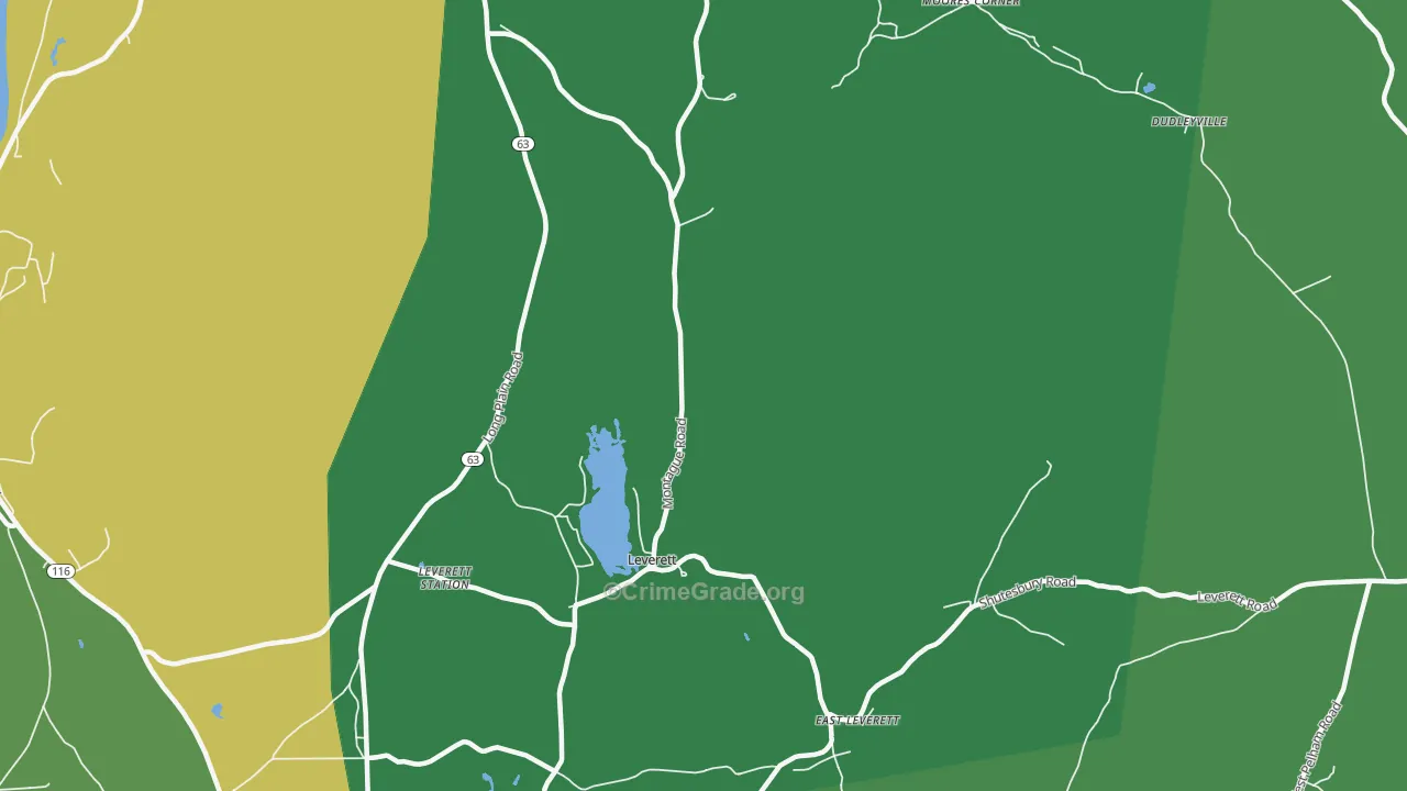 Leverett, MA Map of Drug-Related Crime Rates