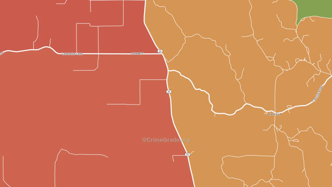 Leverett, MS Map of Drug-Related Crime Rates