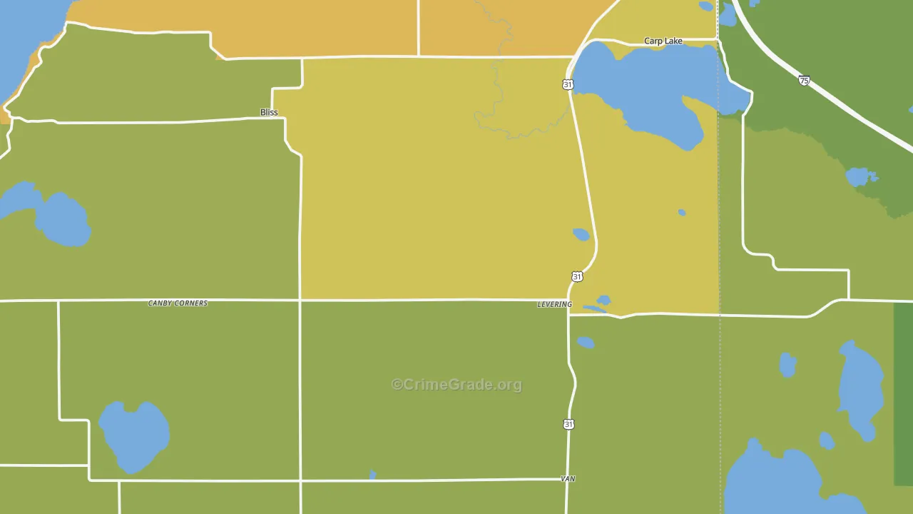 Levering, MI Map of Drug-Related Crime Rates