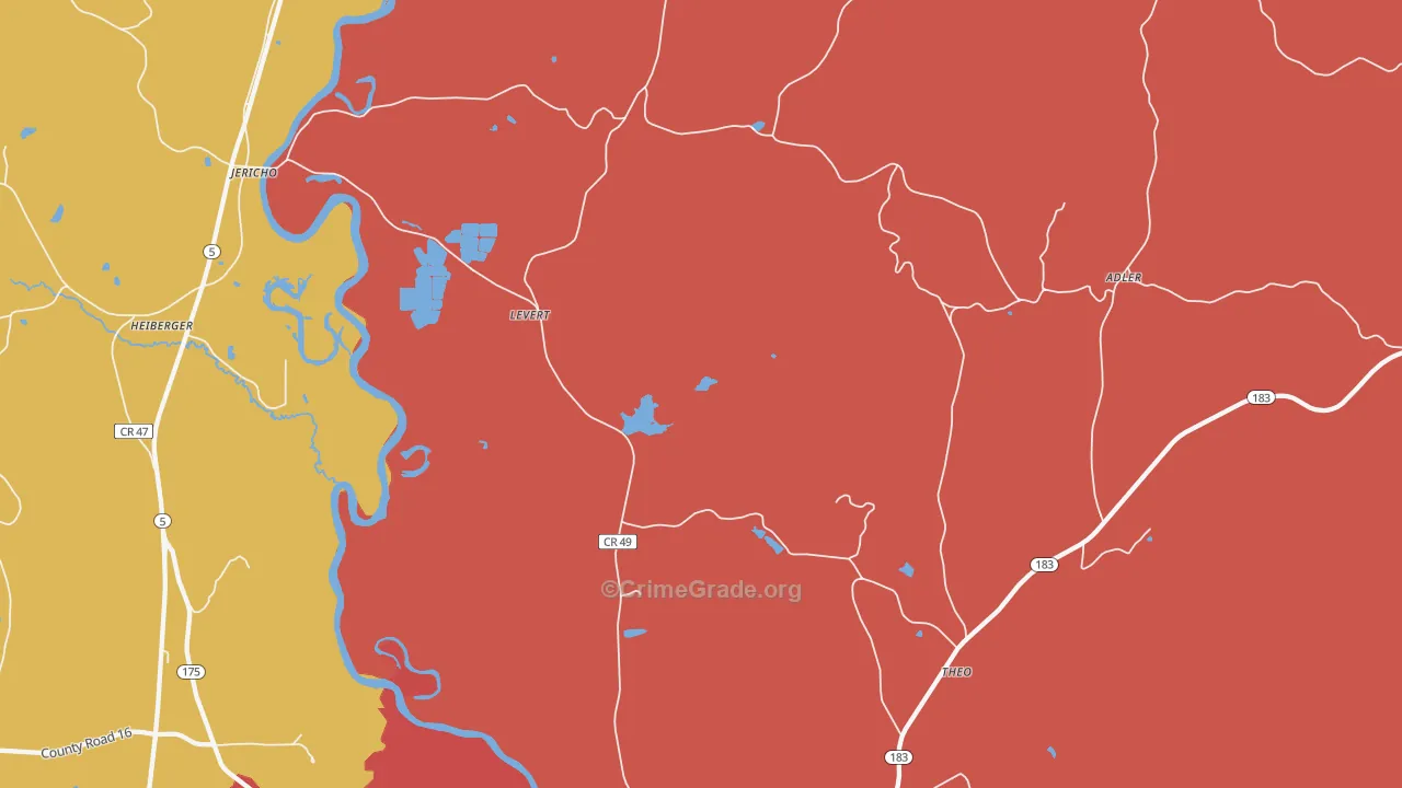 Levert, AL Map of Drug-Related Crime Rates