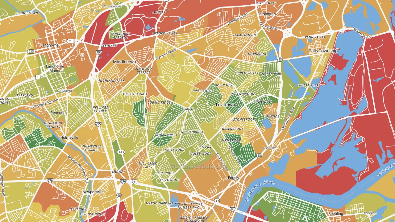 Levittown, PA Map of Drug-Related Crime Rates