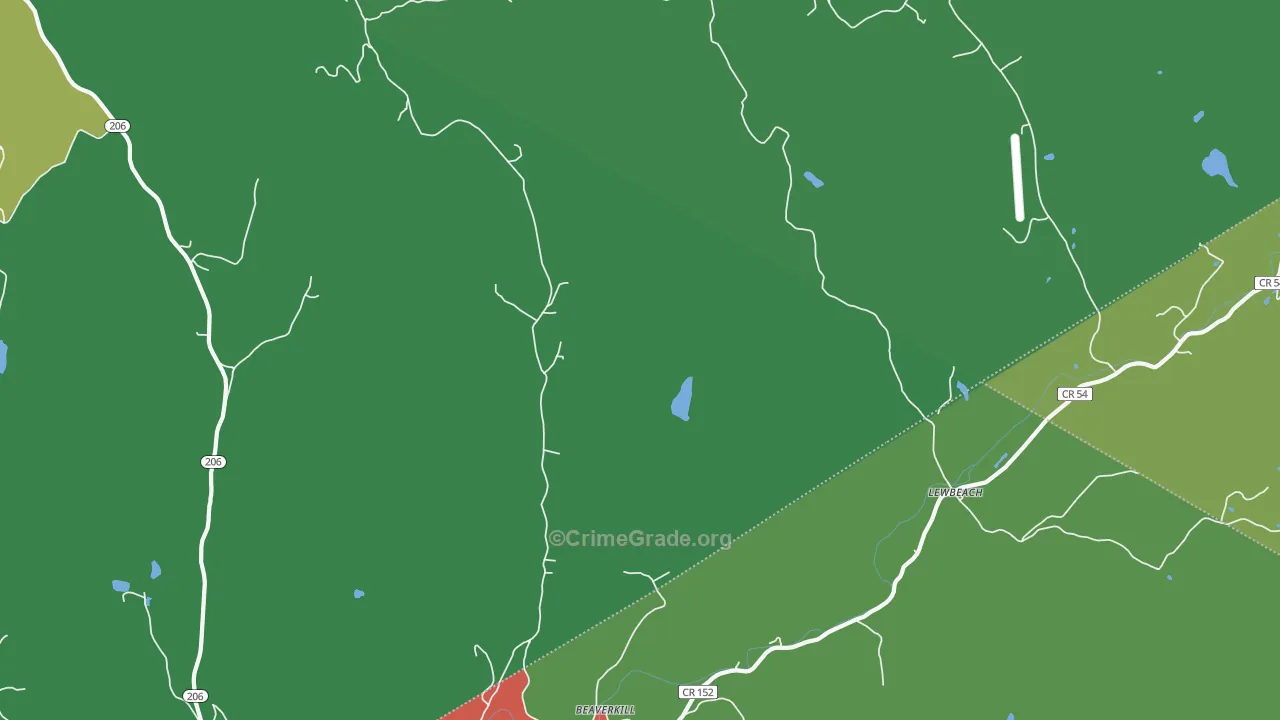 Lewbeach, NY Map of Drug-Related Crime Rates