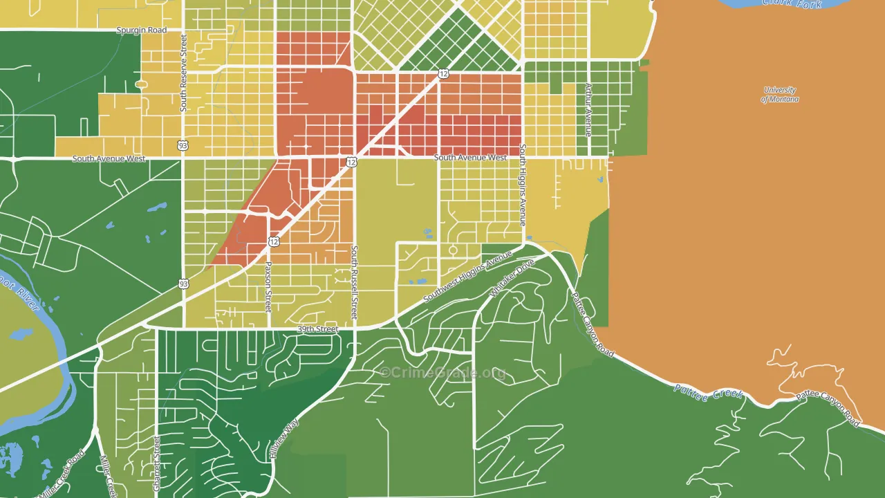 Lewis and Clark, Missoula, MT Map of Drug-Related Crime Rates