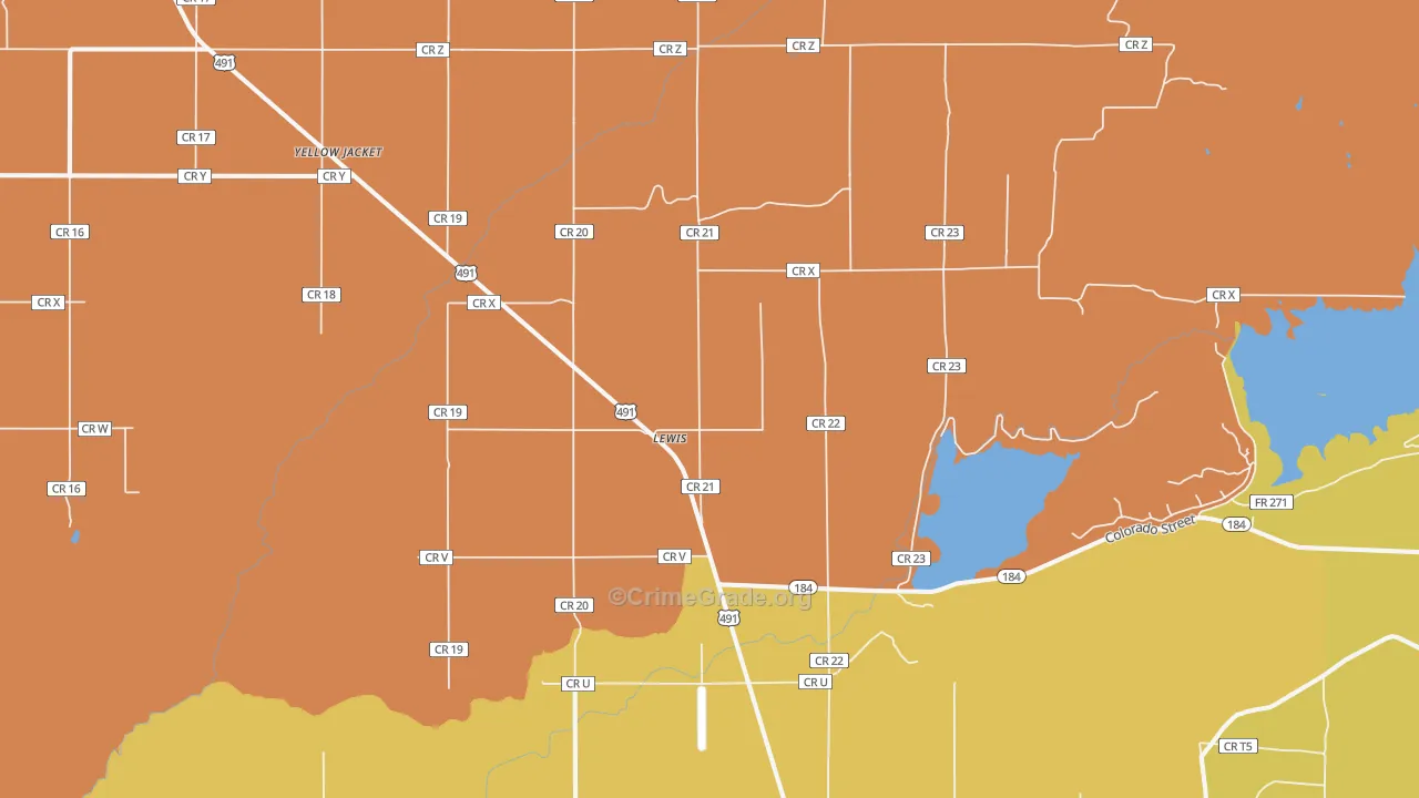 Lewis, CO Map of Drug-Related Crime Rates