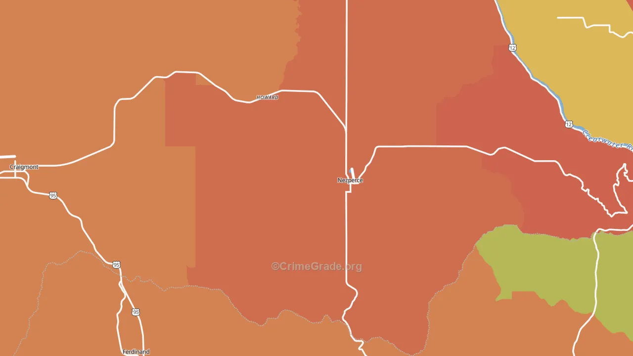 Lewis County, ID Map of Drug-Related Crime Rates