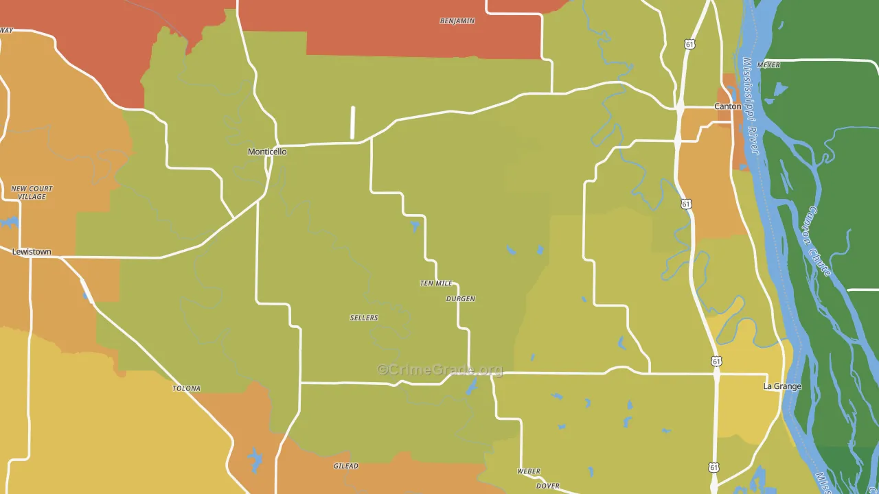 Lewis County, MO Map of Drug-Related Crime Rates