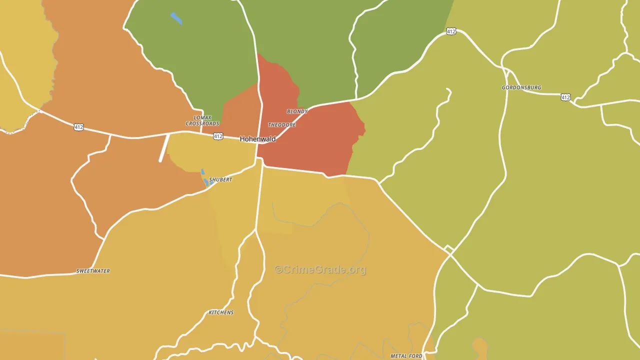 Lewis County, TN Map of Drug-Related Crime Rates