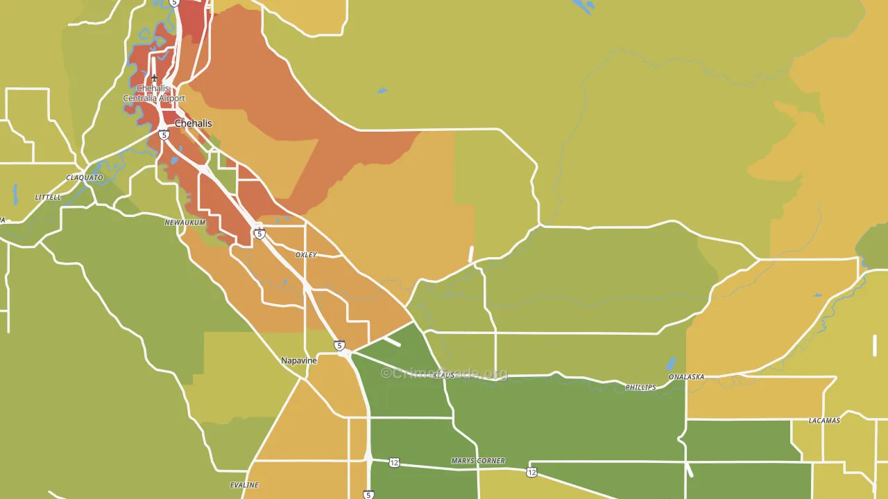 Lewis County, WA Map of Drug-Related Crime Rates