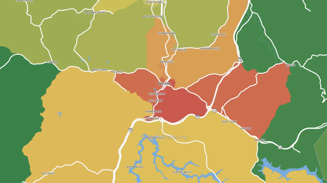 Lewis County, WV Map of Drug-Related Crime Rates