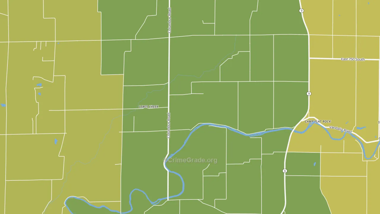 Lewis Creek, IN Map of Drug-Related Crime Rates