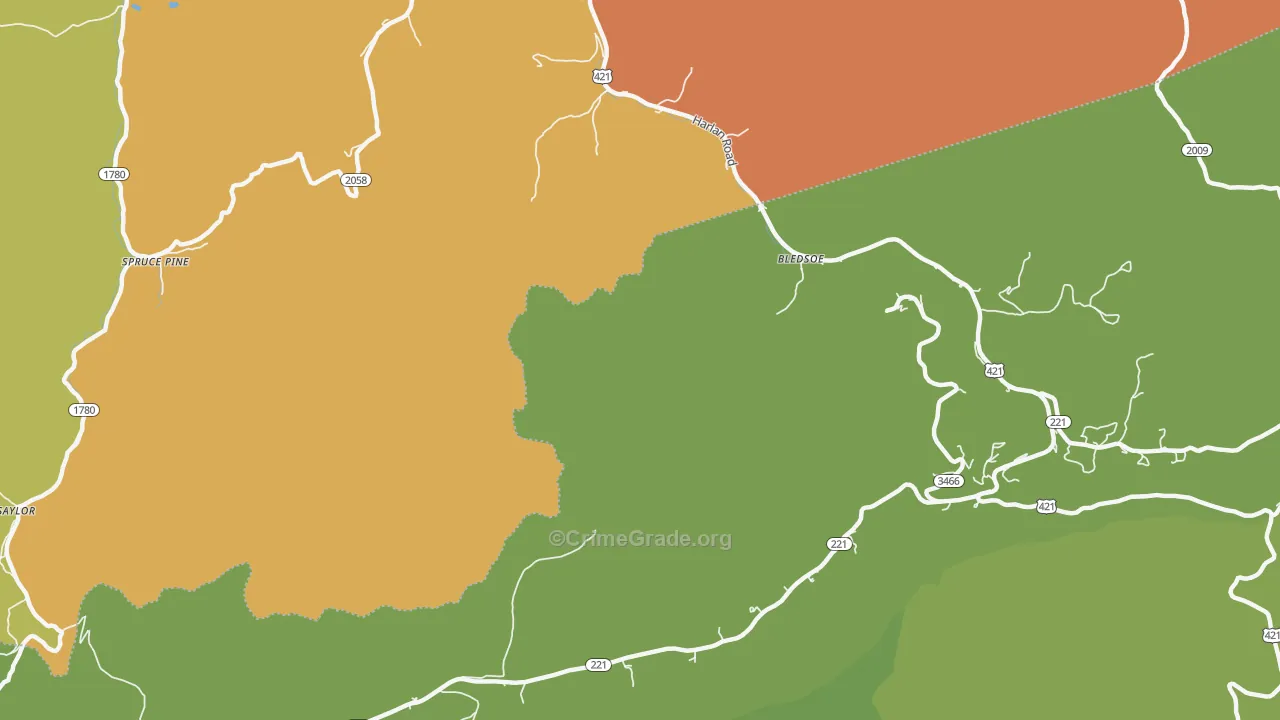 Lewis Creek, KY Map of Drug-Related Crime Rates