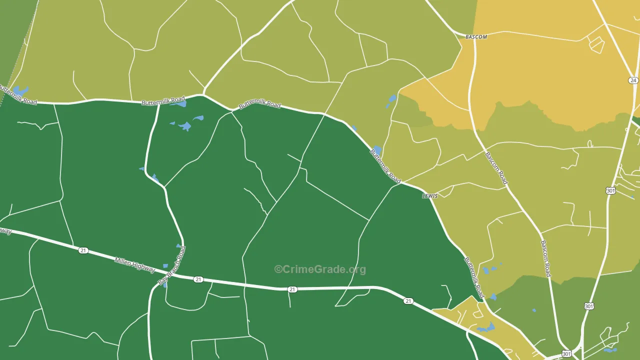 Lewis, GA Map of Drug-Related Crime Rates