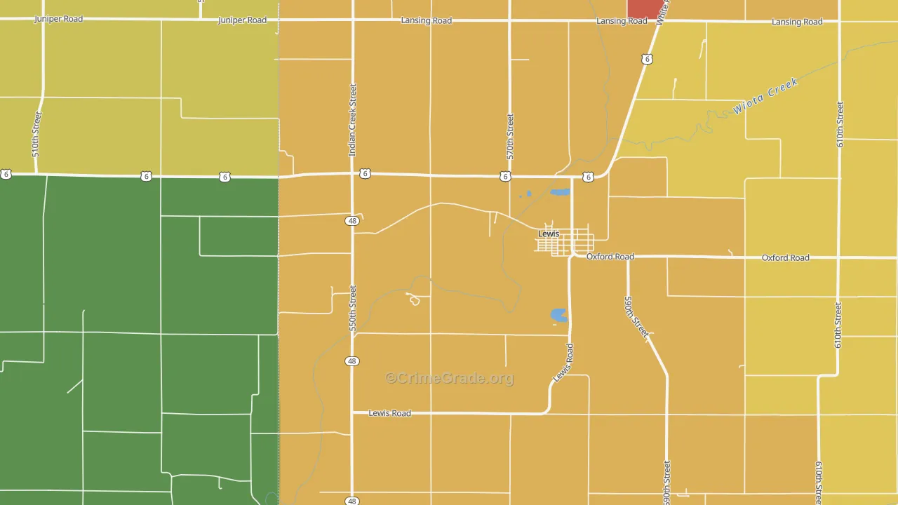 Lewis, IA Map of Drug-Related Crime Rates