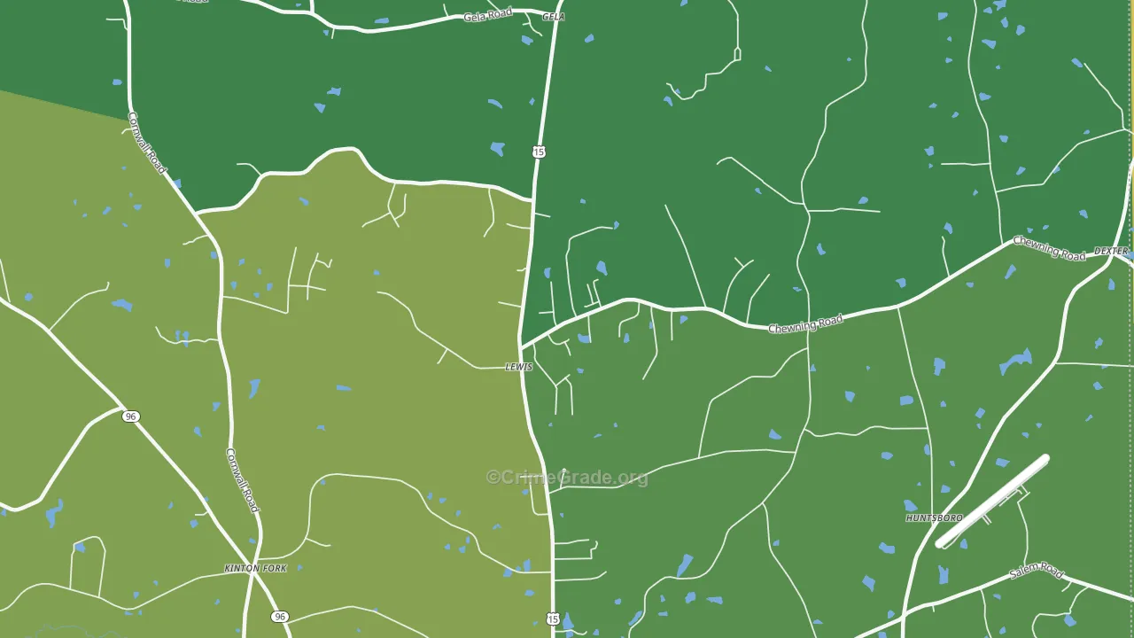 Lewis, NC Map of Drug-Related Crime Rates