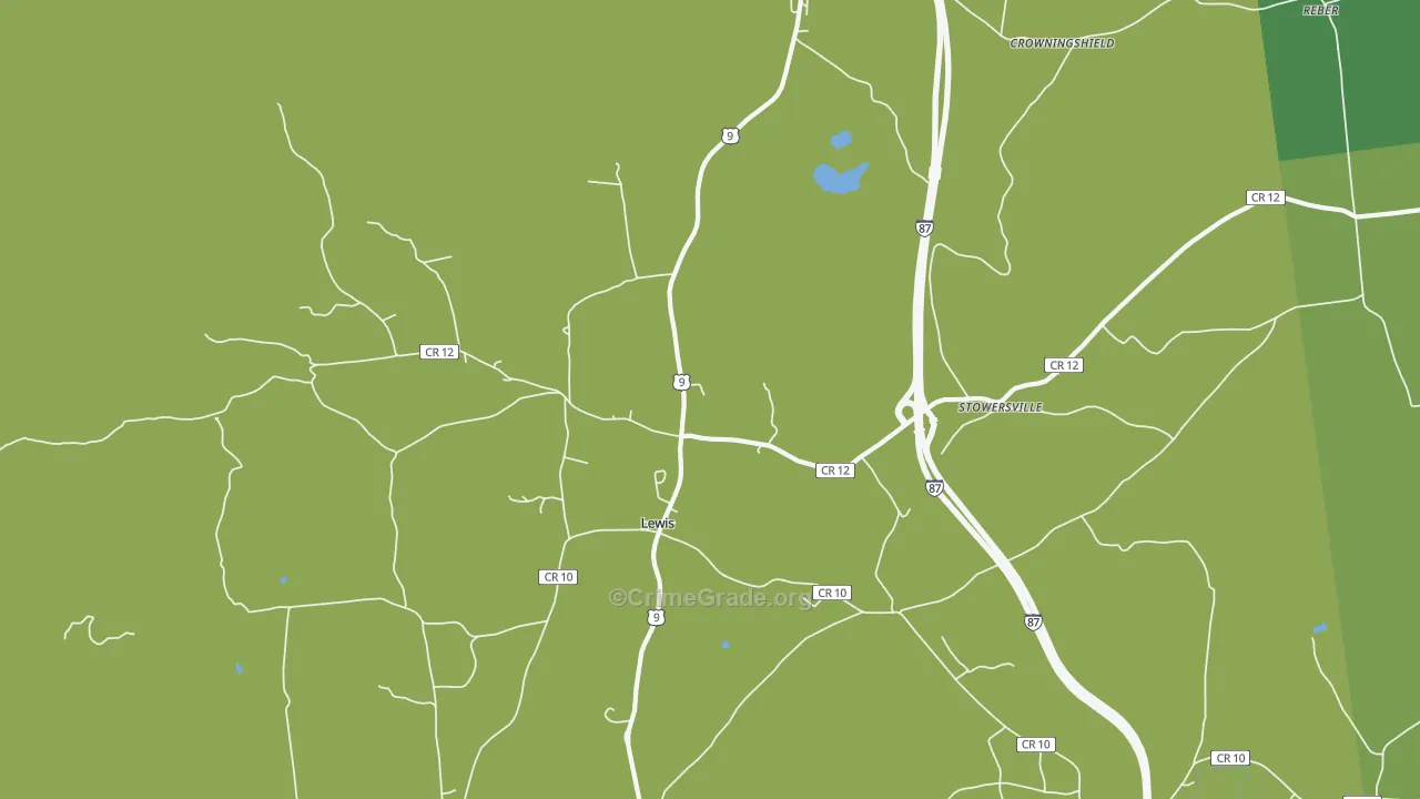 Lewis, NY Map of Drug-Related Crime Rates