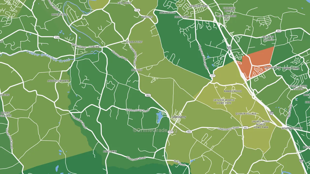 Lewisberry, PA Map of Drug-Related Crime Rates