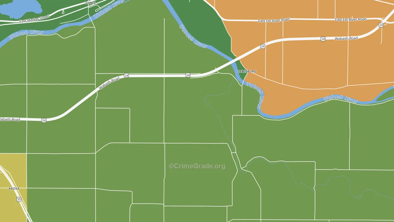 Lewisburg, IN Map of Drug-Related Crime Rates