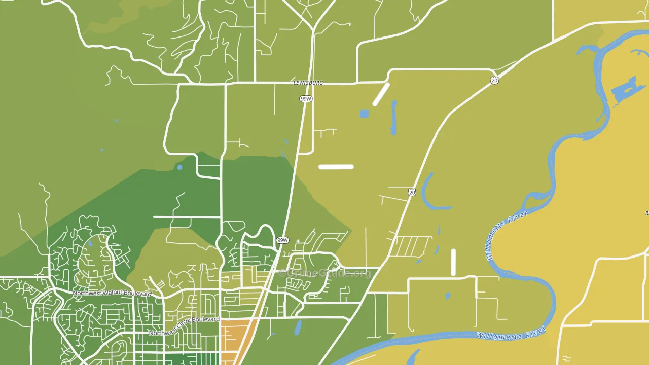 Lewisburg, OR Map of Drug-Related Crime Rates
