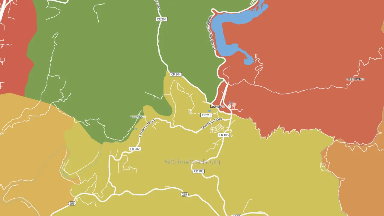 Lewiston, CA Map of Drug-Related Crime Rates