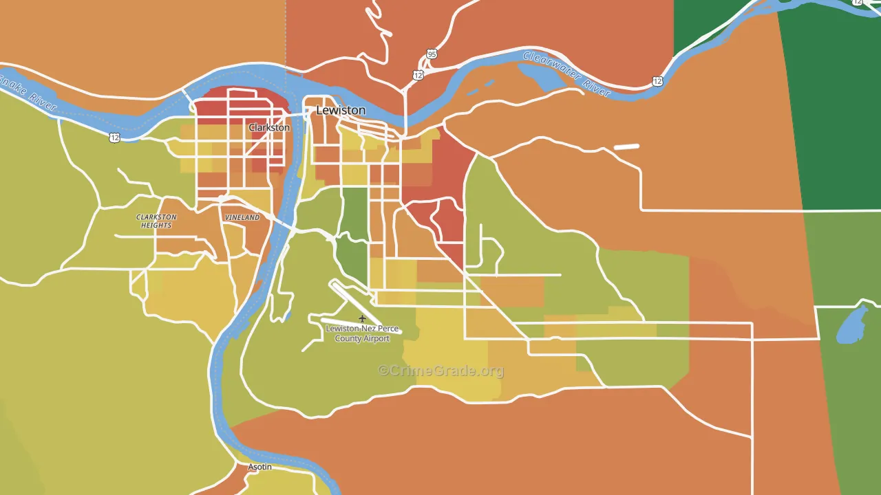 Lewiston, ID Map of Drug-Related Crime Rates