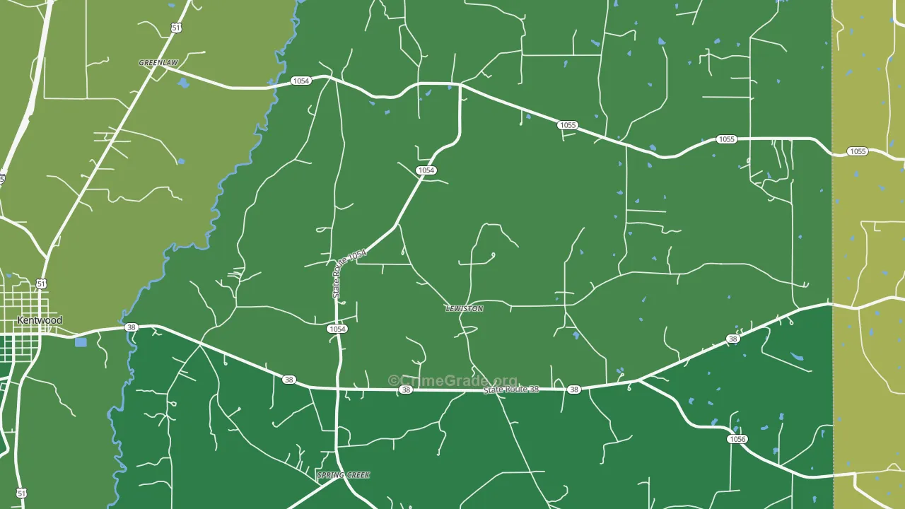 Lewiston, LA Map of Drug-Related Crime Rates