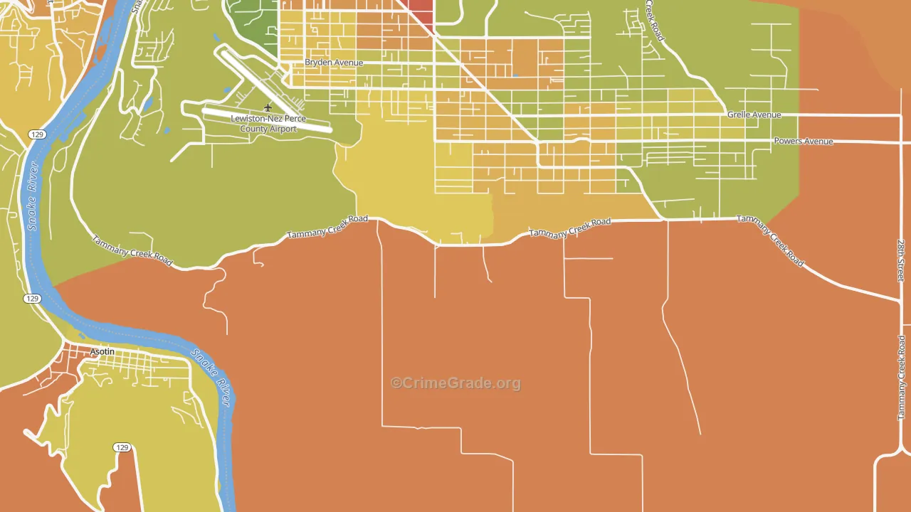 Lewiston Orchards, ID Map of Drug-Related Crime Rates