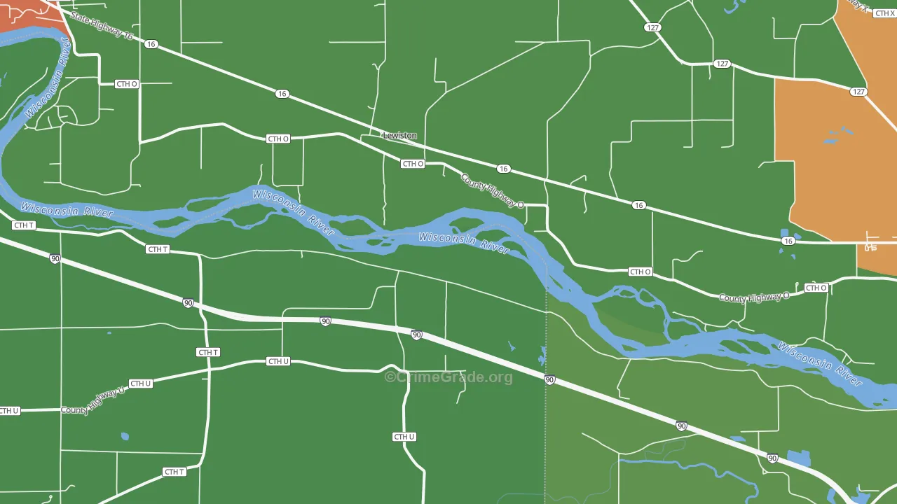 Lewiston, WI Map of Drug-Related Crime Rates