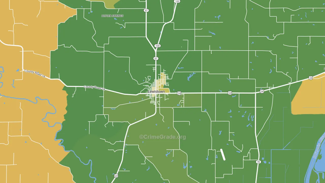 Lewistown, IL Map of Drug-Related Crime Rates