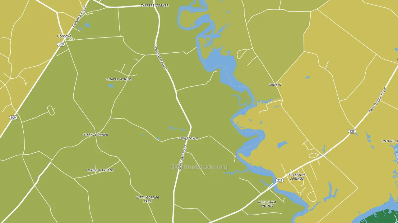 Lewistown, MD Map of Drug-Related Crime Rates